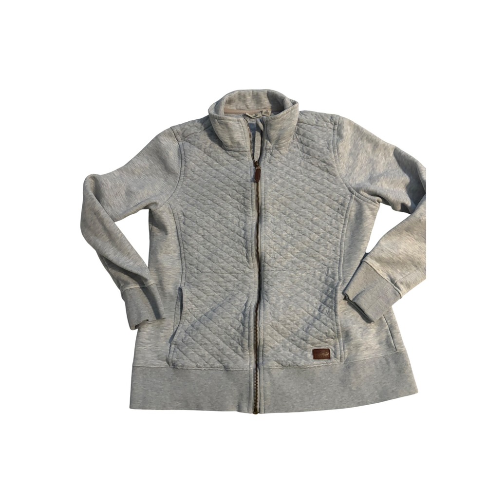 L.L.Bean Quilted Full Zip Sweatshirt Jacket Gray Heather Fleece Pocket M